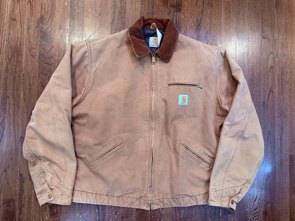 Vintage Faded Carhartt  6BLJT Detroit Jacket Blanket Lined Size 48 Tall (XL)